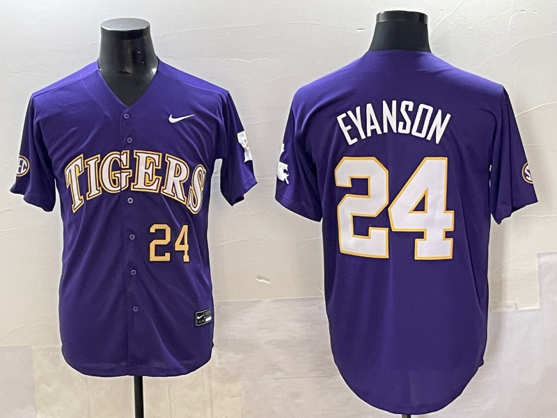 Men 2025 LSU Tigers #24 Eyanson blue Joint Name Nike NCAA 2025  Jersey style 3